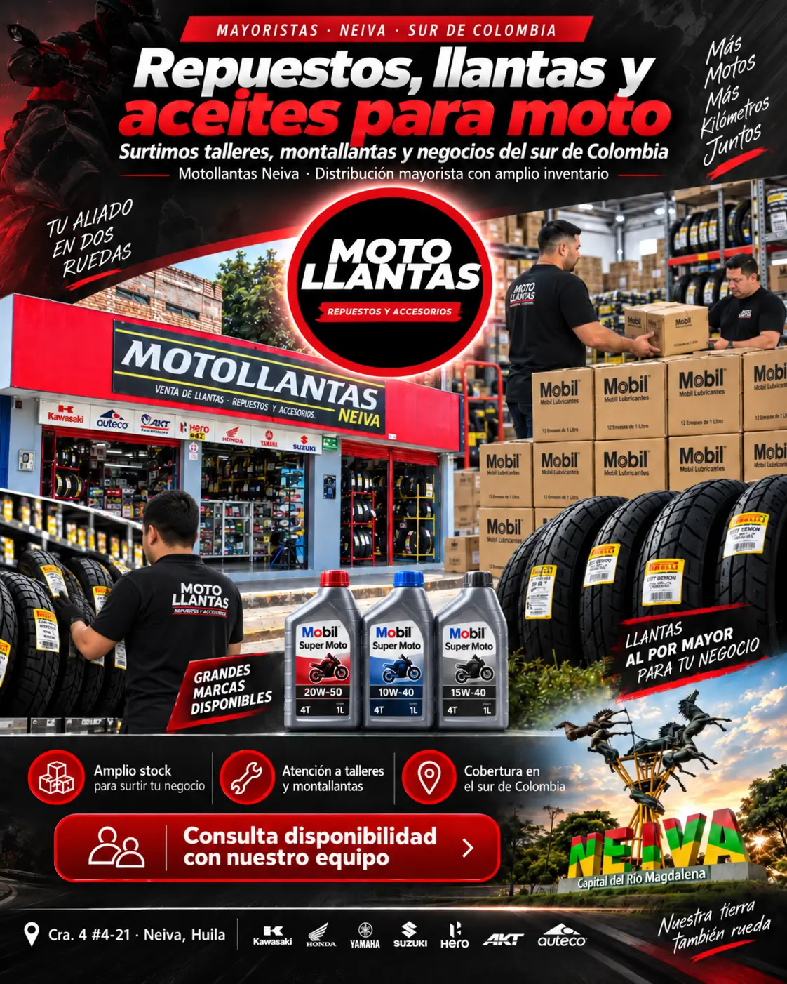 Venta de repuestos mayoristas para motos en Neiva - Motollantas Neiva