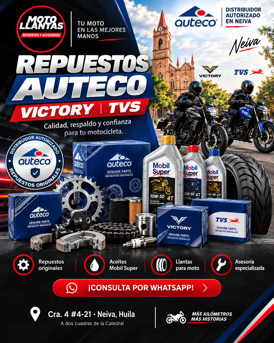 Repuestos Auteco para motos en Neiva, distribuidor autorizado Motollantas Neiva