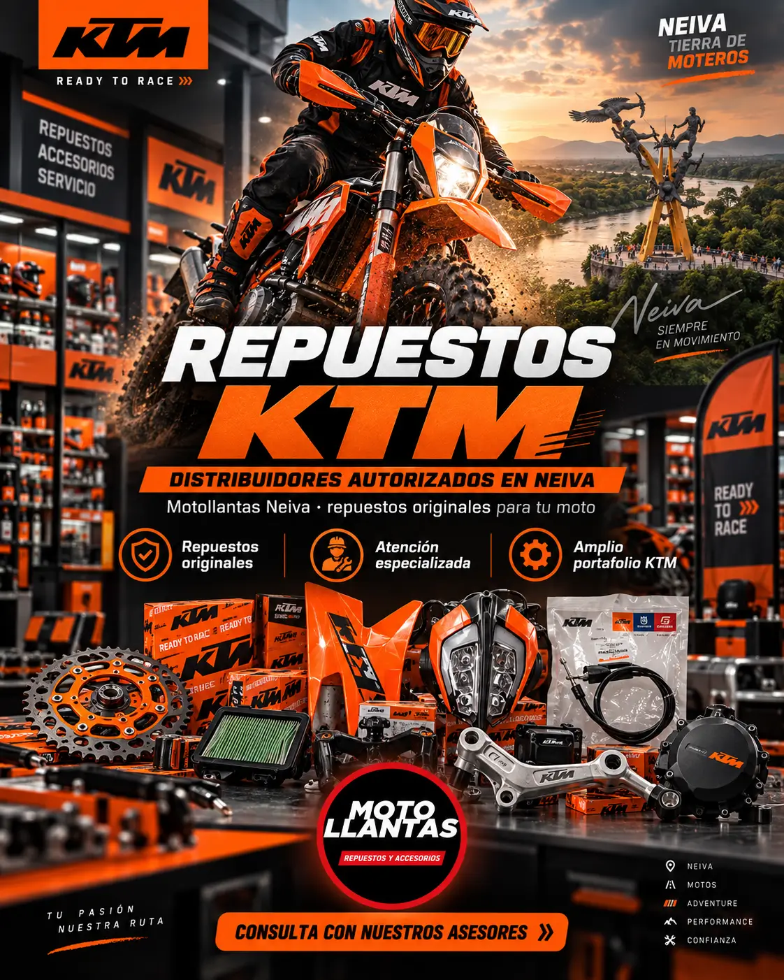 Repuestos KTM para motos en Neiva en Motollantas Neiva