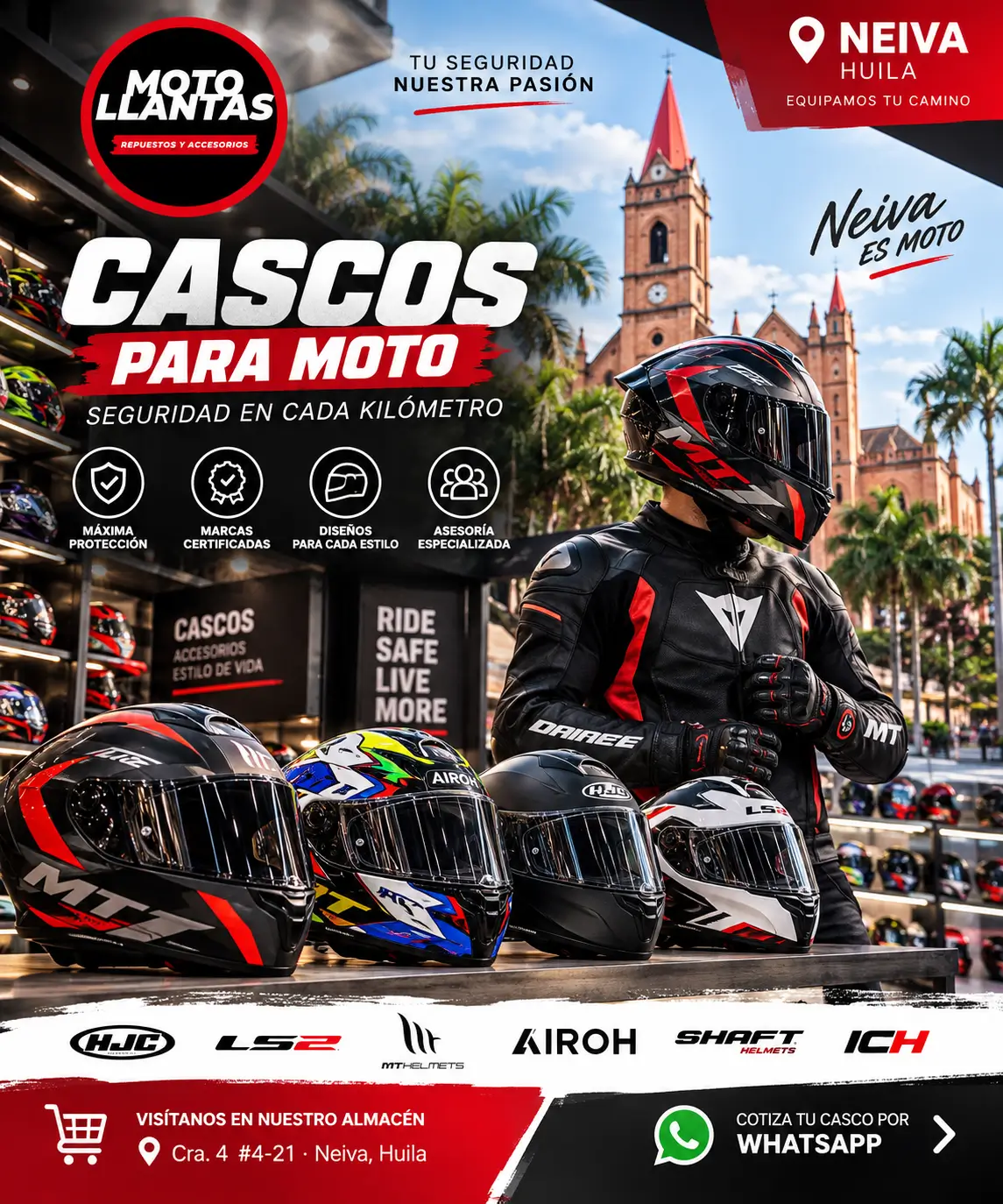 Venta de cascos para motos en Neiva - Motollantas Neiva